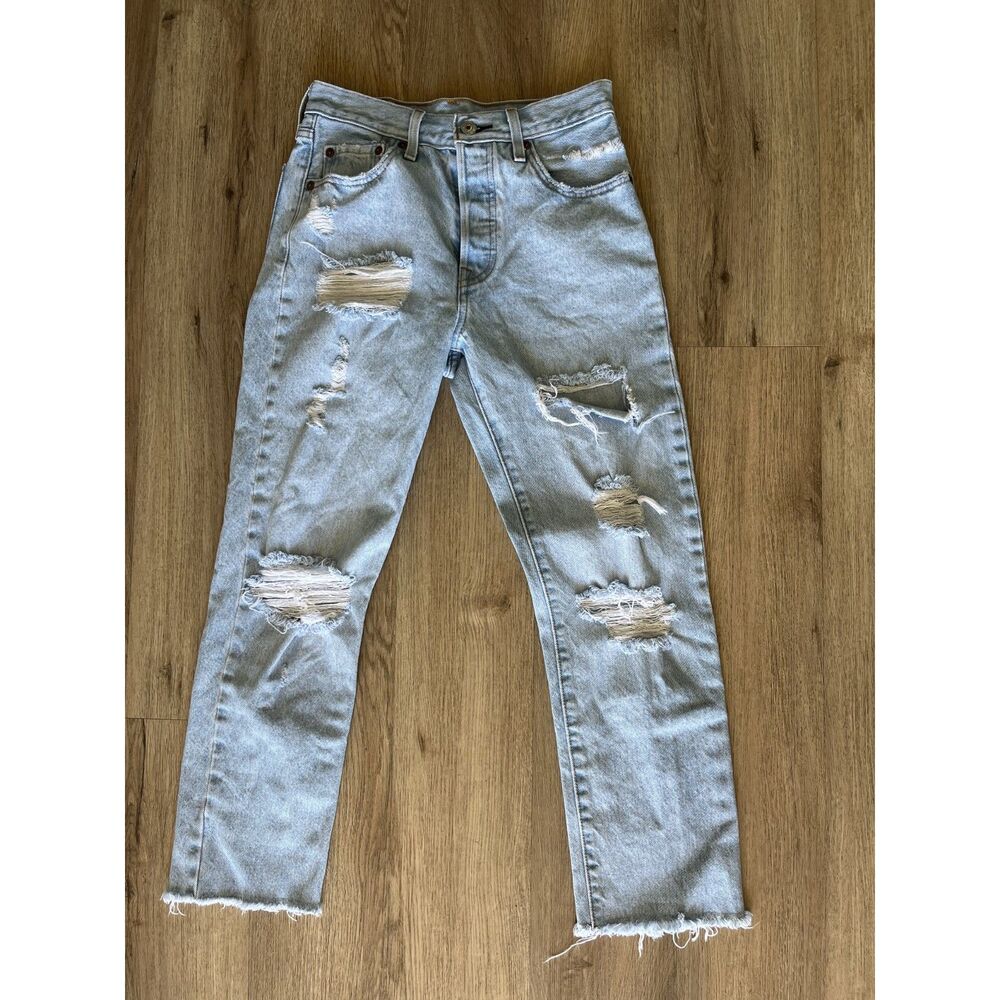 Levi's Distressed Light Wash Straight Leg Jeans Size 25 x 26